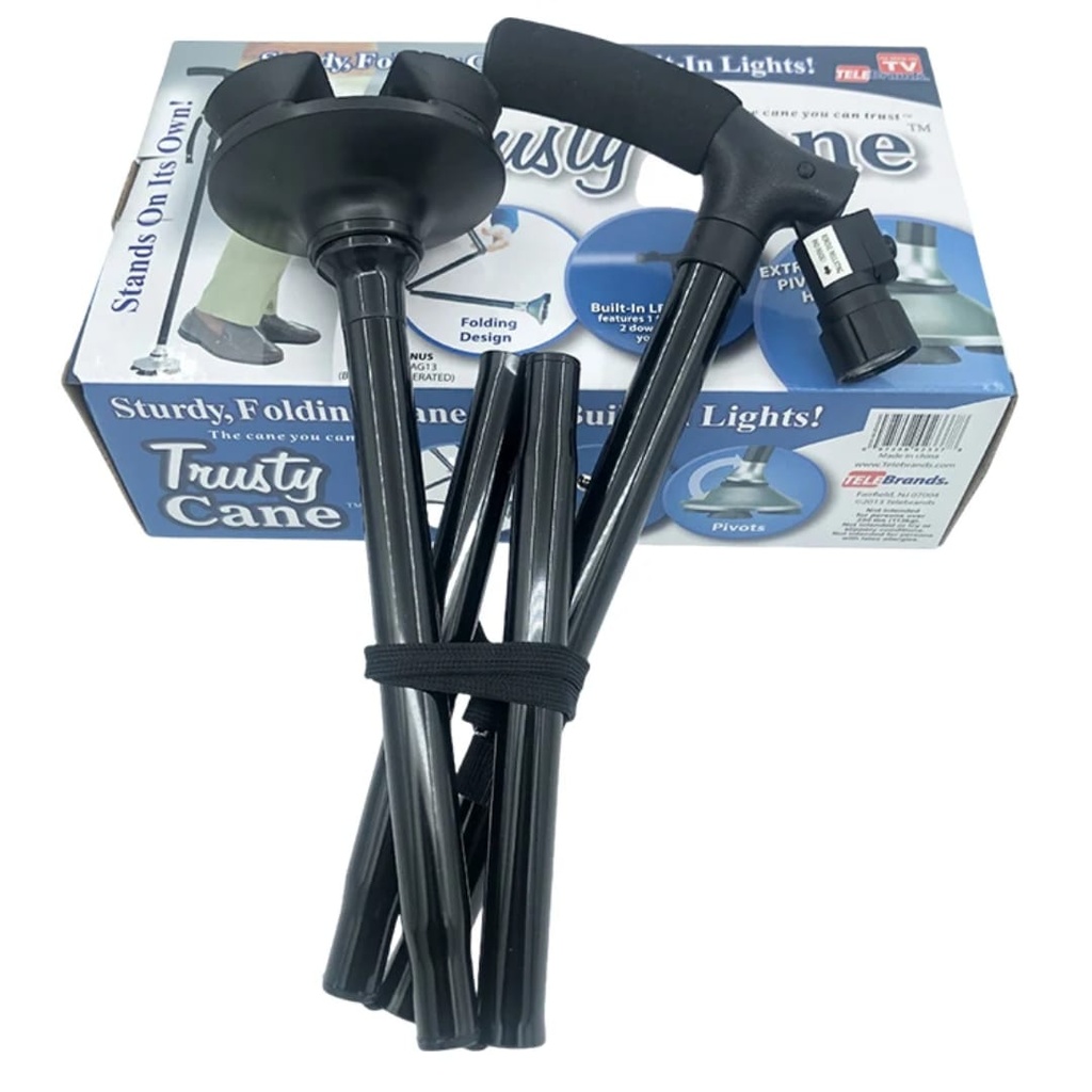 Bastón 4 Patas Plegable con Linterna