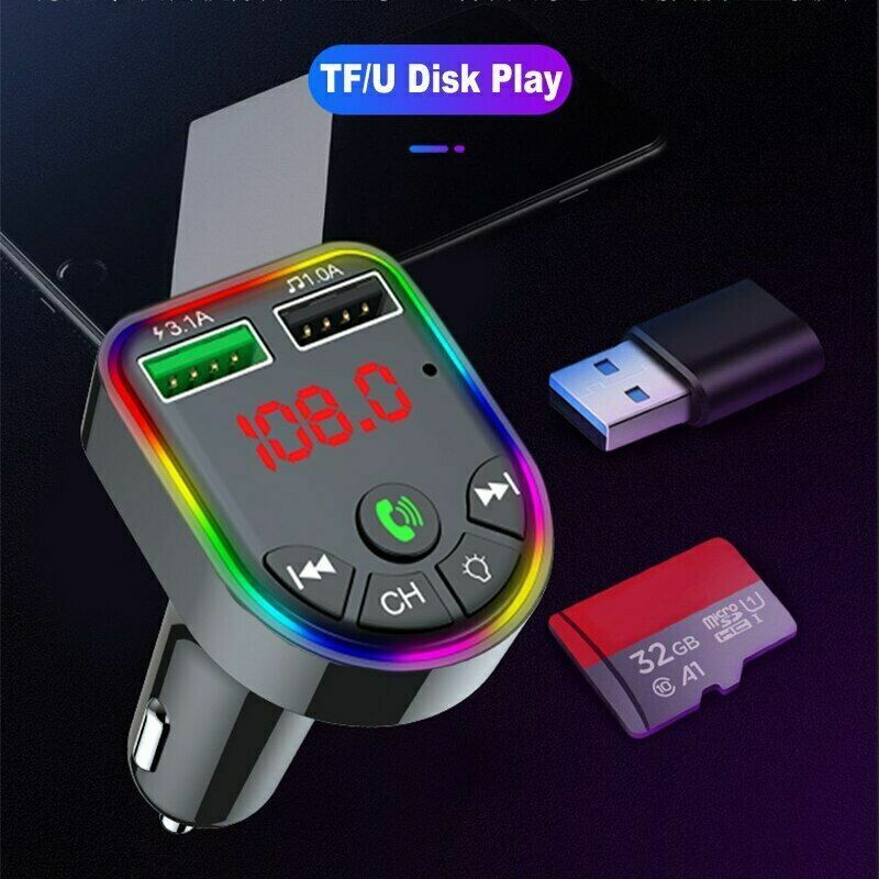 Car Bluetooth  F5Transmisor Bluetooth con Luces Led