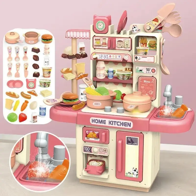 Dream Kitchen pequeña Cocinita azul con rosa