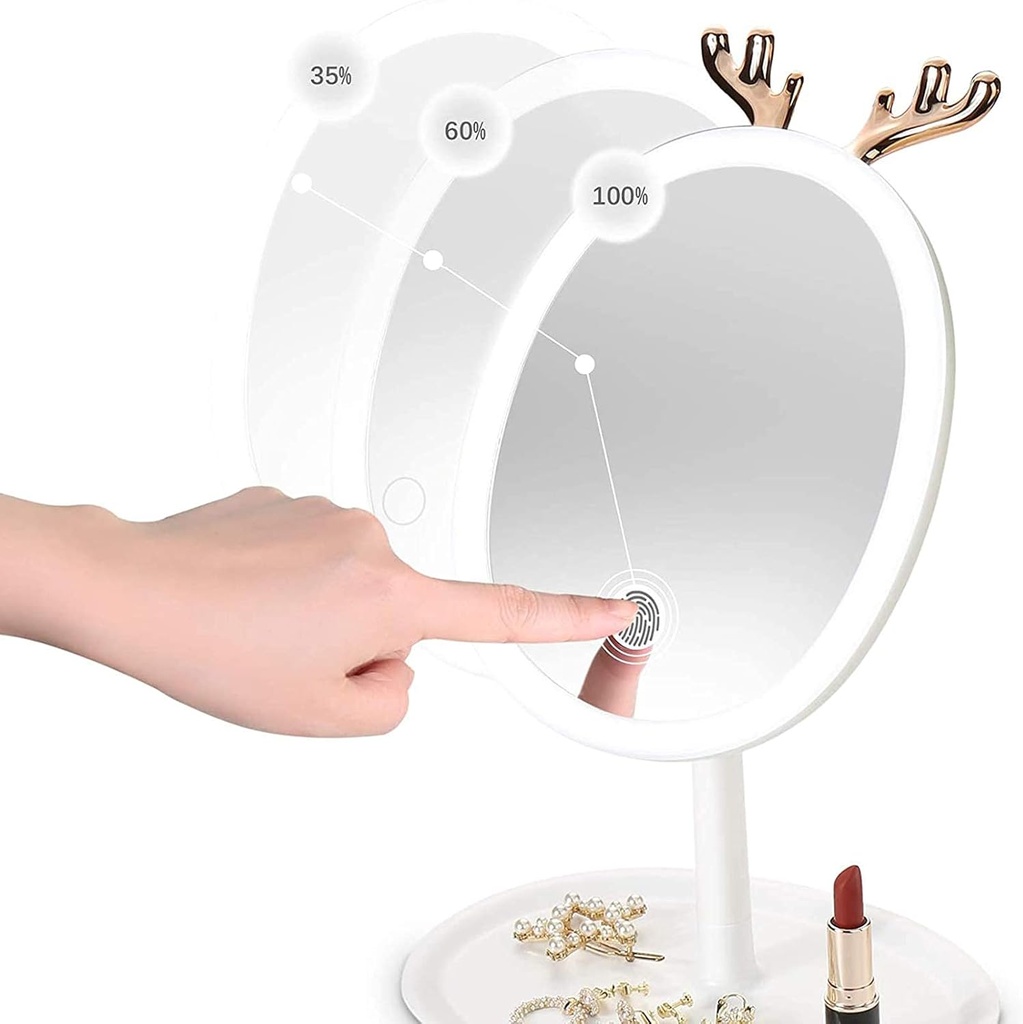 Espejo Led Touch Cosmetic Mirror Orejitas de Venado