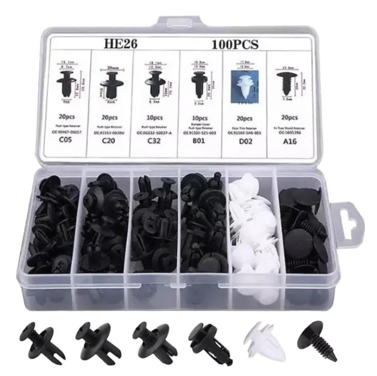 Grapas Clips para Reparación de Vehiculos 100 piezas BE