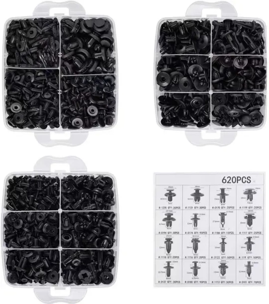 Grapas clips para Reparacion de Vehiculos 620 piezas
