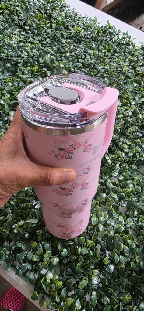 Tumbler 40 OZ con florecitas