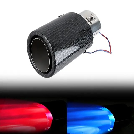 [CAR100200600011] Escape Para Auto Iluminado, 1 silenciador de fibra de carbono y 1 conector